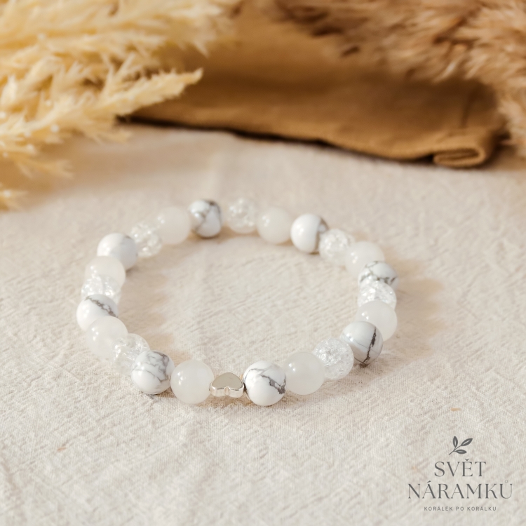 Náramek z minerálů WHITE HEART