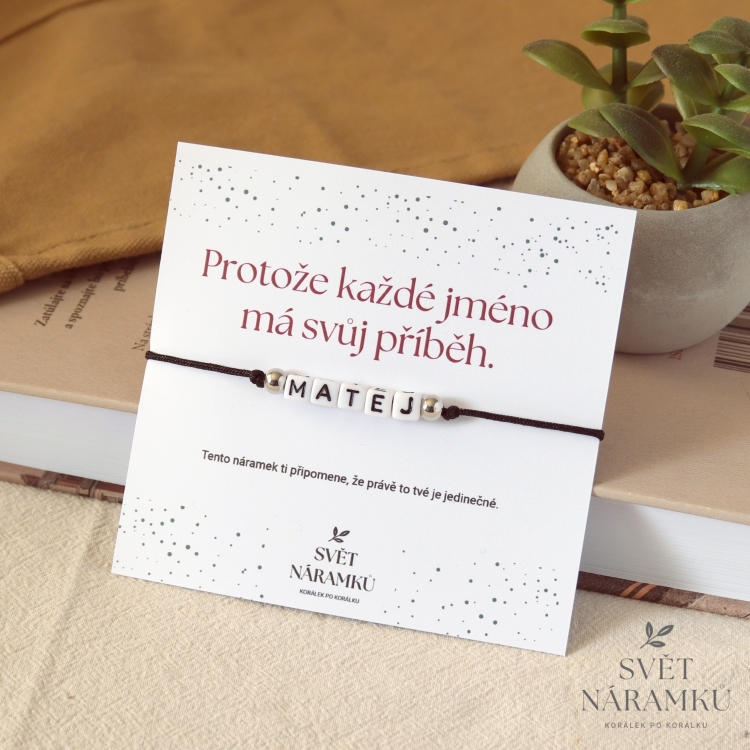 Náramek Macrame se jménem na přání - Černý