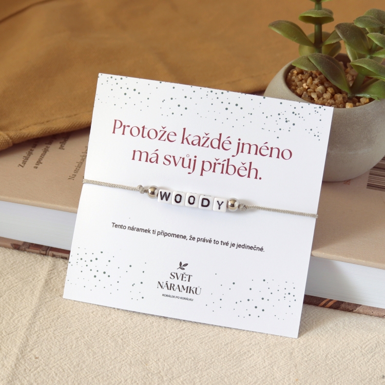 Náramek Macrame se jménem na přání - Stříbrný