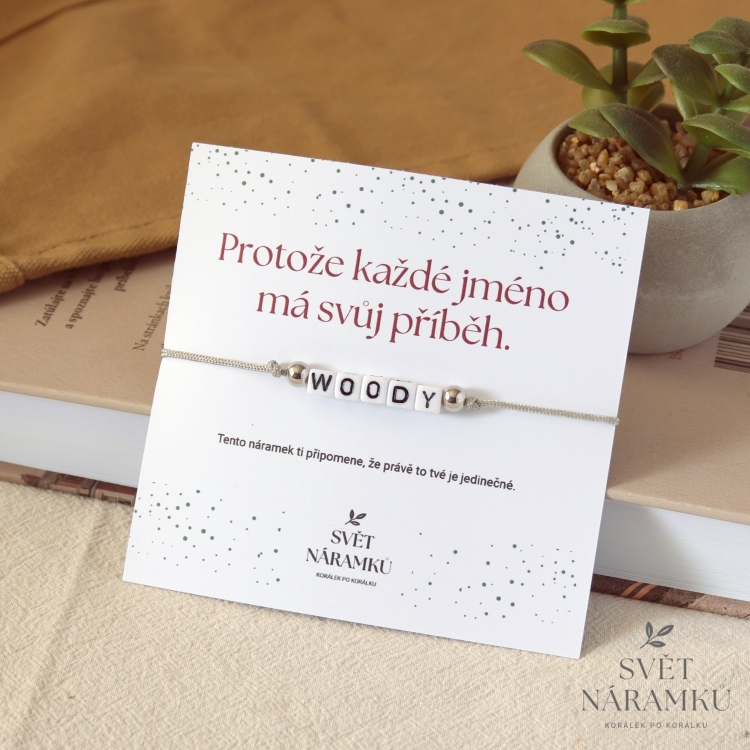 Náramek Macrame se jménem na přání - Stříbrný
