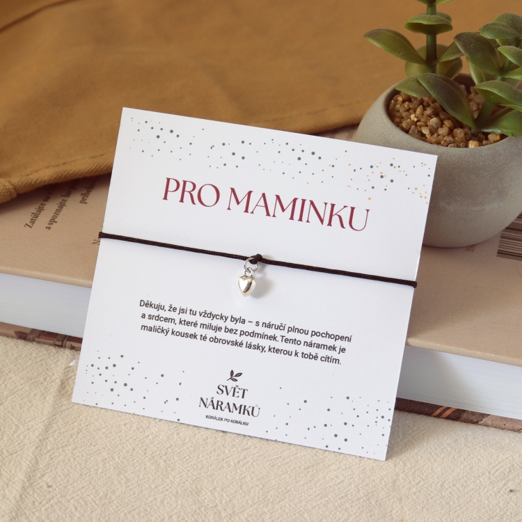 Náramek Macrame srdce PRO MAMINKU černý